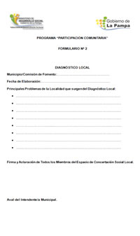 Programa Participación Comunitaria - Formulario N° 2