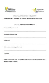 Programa Participacion Comunitaria  - Formulario N° 4